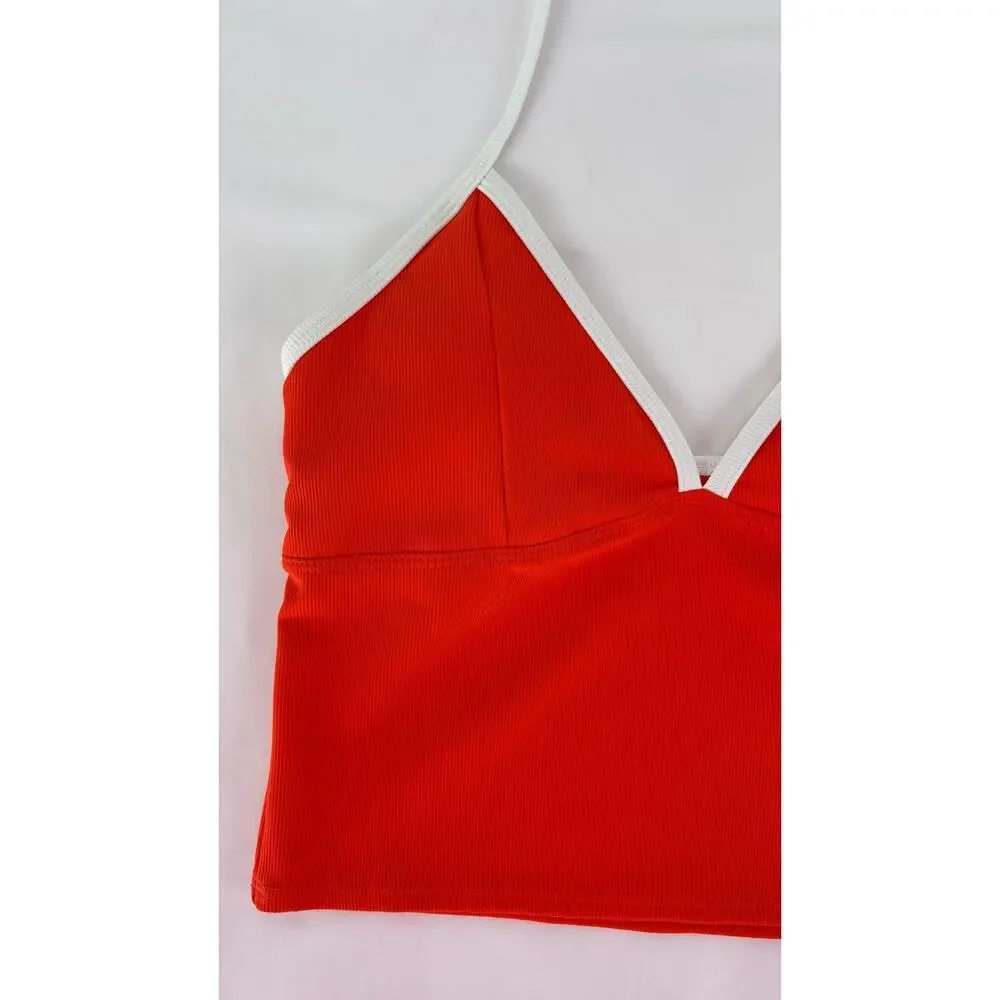 Wilo The Label 2 Piece Tankini Swimsuit Tomato Orange Womens Size Large New